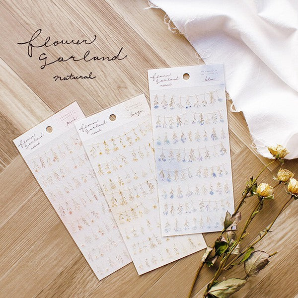 Mind Wave Flower Garland Natural Sticker: Multi Color