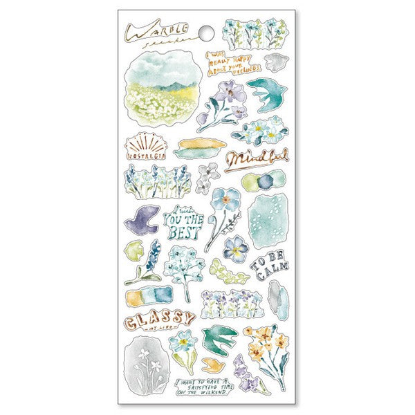 Mind Wave Warble Sticker: Blue Flowers