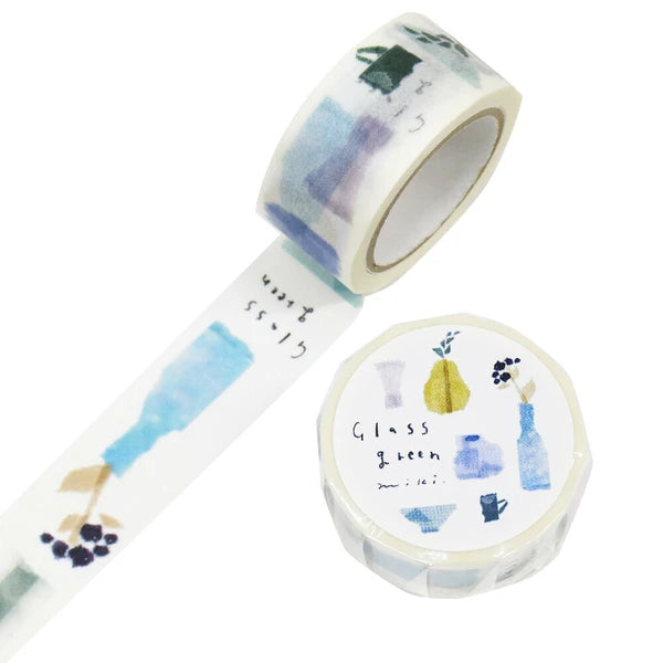 Kamiiso Sansyo x Miki Tamura Washi Tape: Glass Green