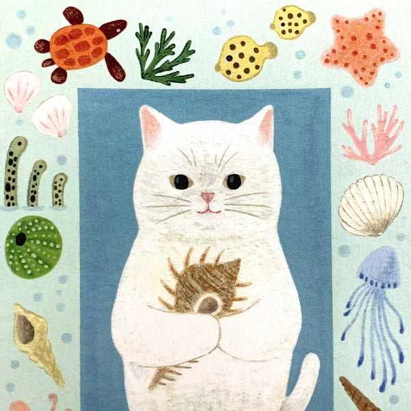 4legs Cats in Picture Books Postcard: White Cat