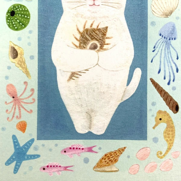 4legs Cats in Picture Books Postcard: White Cat