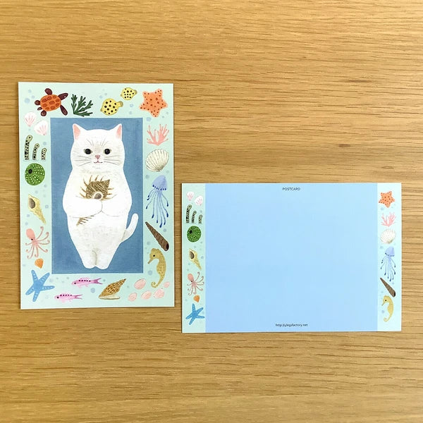 4legs Cats in Picture Books Postcard: White Cat