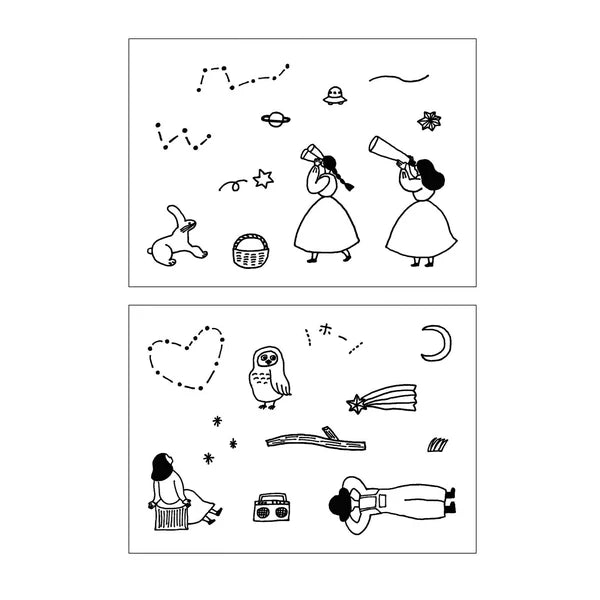 Mizushima x Necktie JIZAI Clear Stamp Set: Searching for Stars