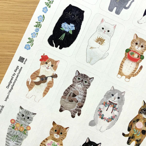 4legs Cat in Picture Book Sticker: Cats (set A)
