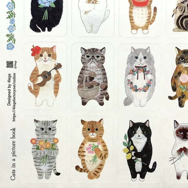 4legs Cat in Picture Book Sticker: Cats (set A)