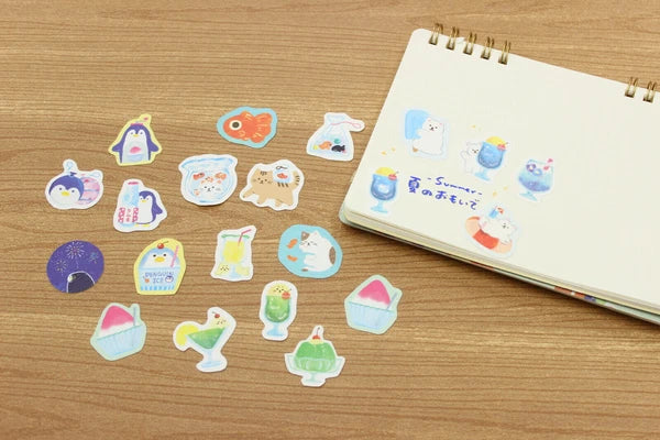 Furukawa Shiko Washi Flake Stickers: Cat and Gold Fish