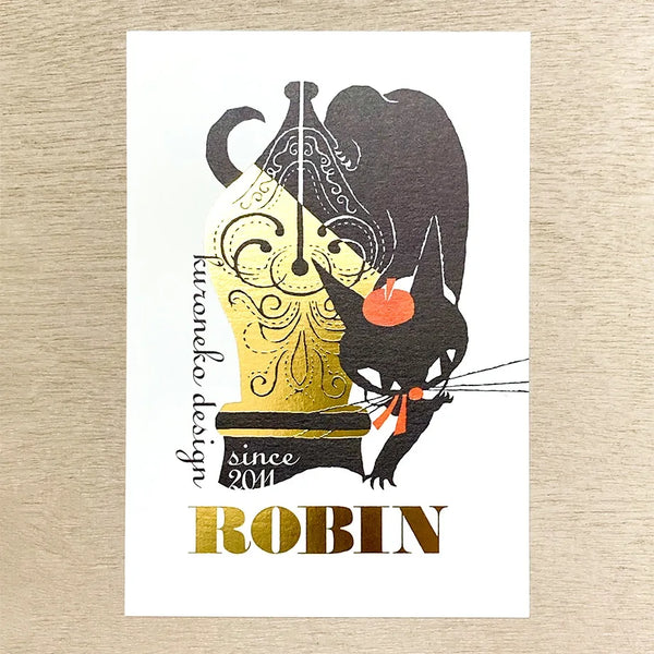Cozyca x Kuroneko Design Foil-Stamped Postcard: Pen