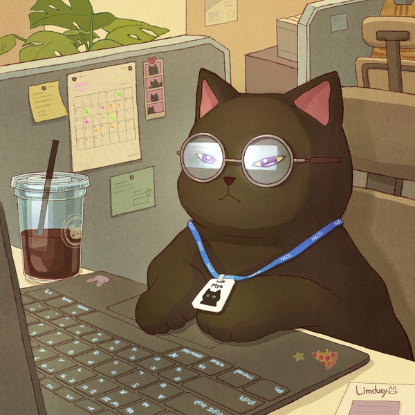 Lmduyi Post Cards: Cat Work Hard
