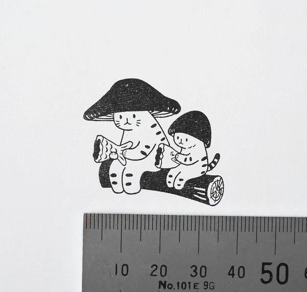 4leg Mushroom Cat Stamp: Hanbunko
