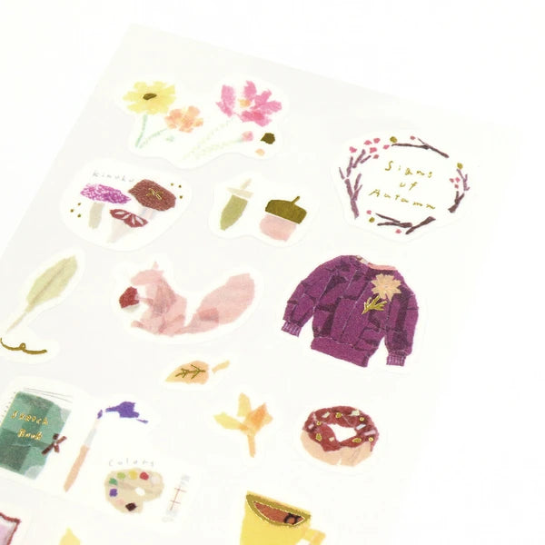 Kamiiso Sansyo X Tamura Miki Seal Stickers: Autumn Gold