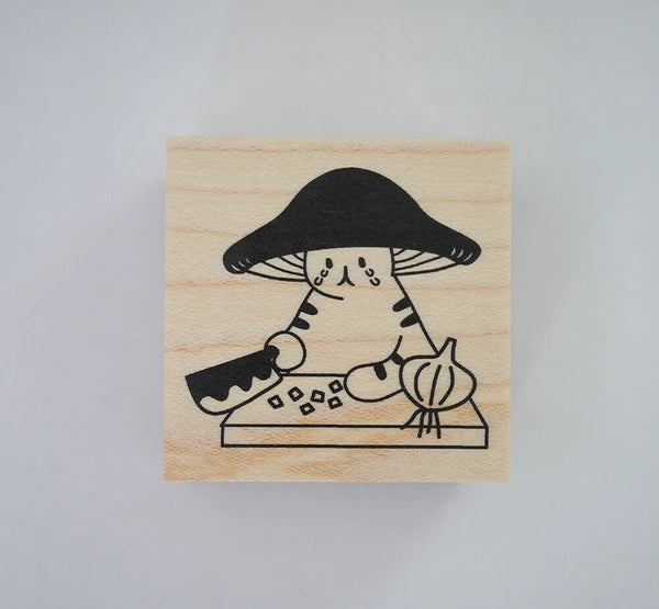4leg Mushroom Cat Stamp: Crying with Onion