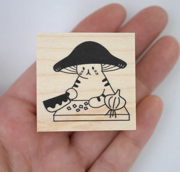 4leg Mushroom Cat Stamp: Crying with Onion