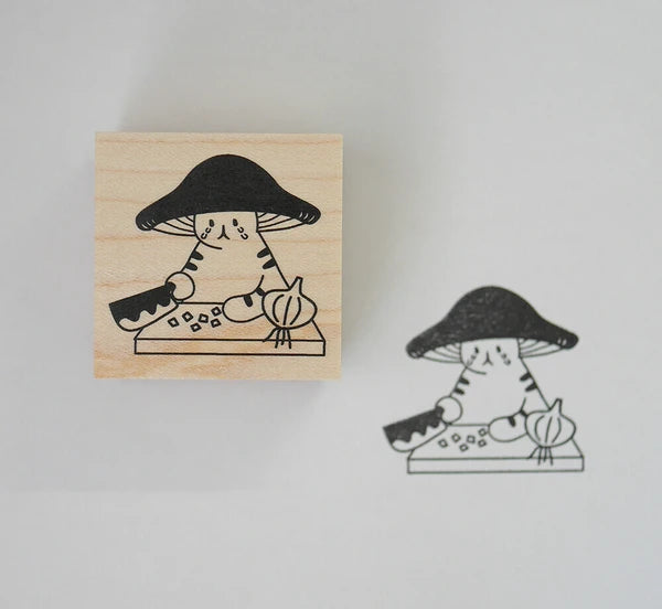 4leg Mushroom Cat Stamp: Crying with Onion