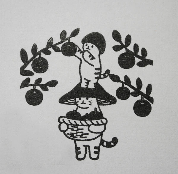 4legs Mushroom Cat Stamp: Apple Picking