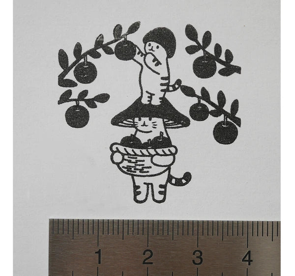 4legs Mushroom Cat Stamp: Apple Picking