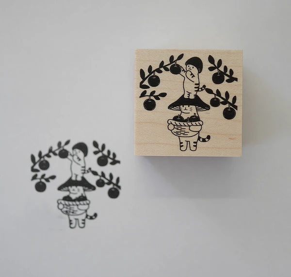 4legs Mushroom Cat Stamp: Apple Picking
