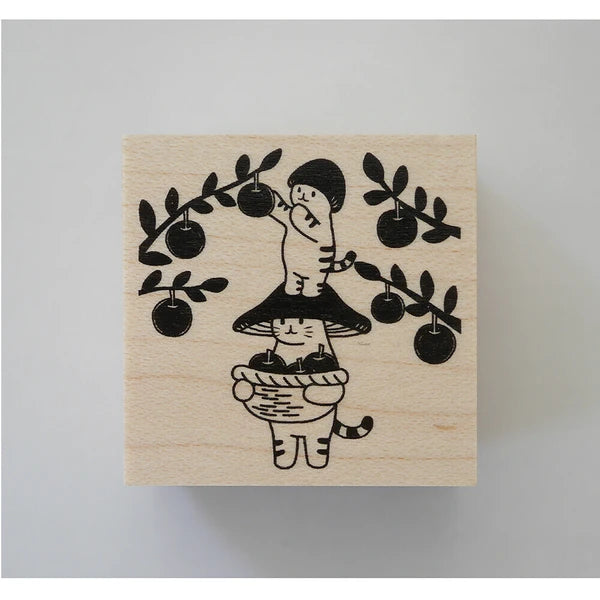 4legs Mushroom Cat Stamp: Apple Picking