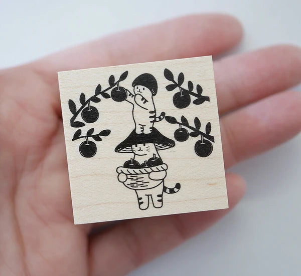 4legs Mushroom Cat Stamp: Apple Picking