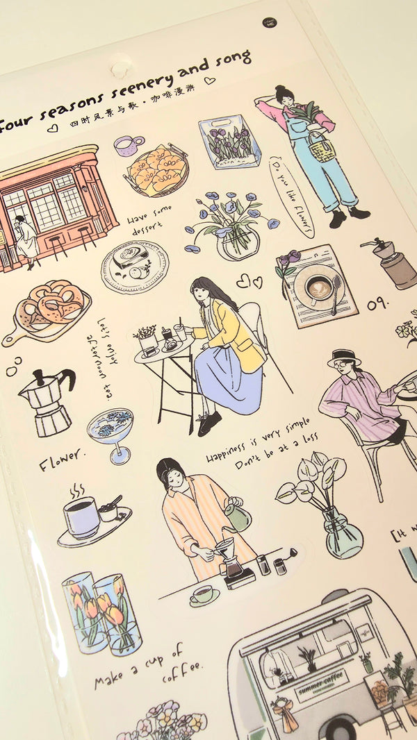 infeelME Four Seasons Seenary and Song PET Sticker: Cafe
