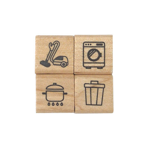 Kodomo No Kao Journal Stamp 4-pcs Set - Everyday Life