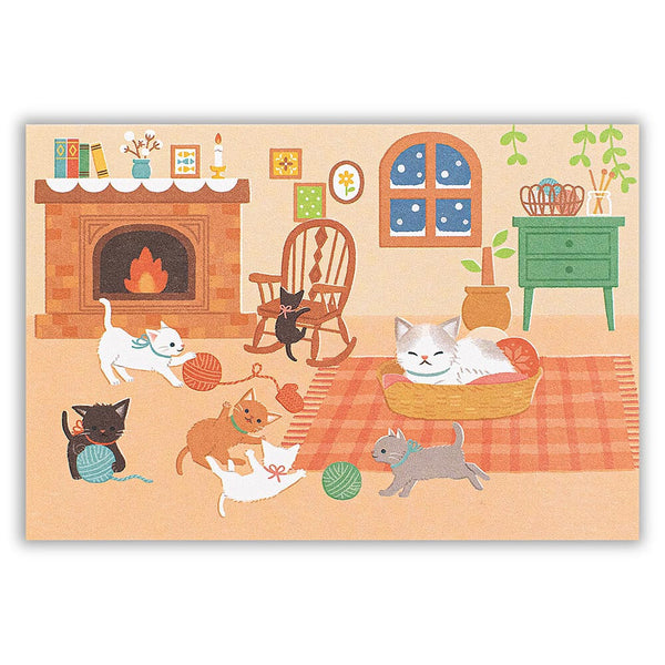 Kazuemon Postcard: Winter Cat