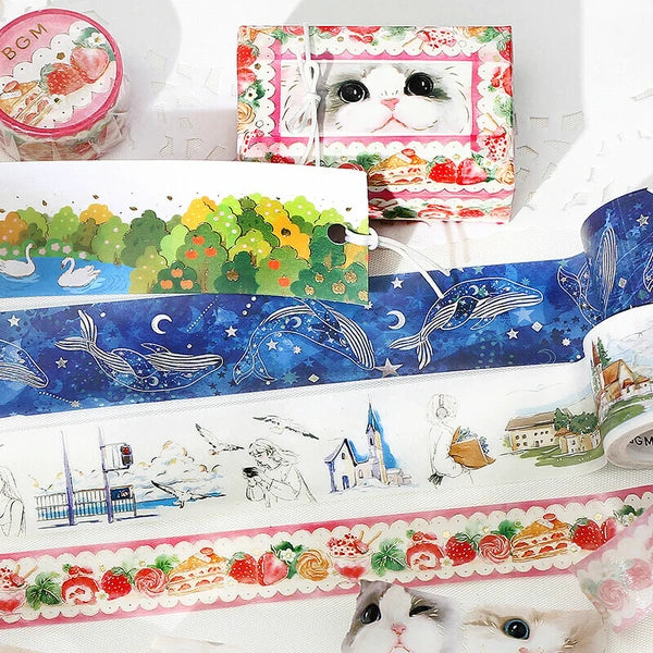 BGM Foil Stamped Life Washi Tape:  Whale in Space