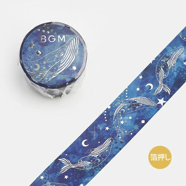 BGM Foil Stamped Life Washi Tape:  Whale in Space
