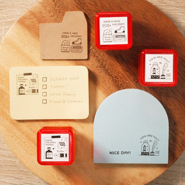 Sanby x eric Portable Push-button Stamp: Bottle