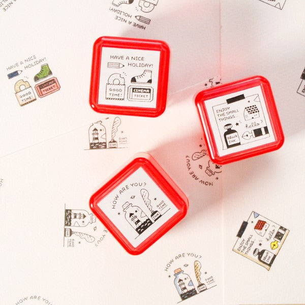 Sanby x eric Portable Push-button Stamp: Bottle