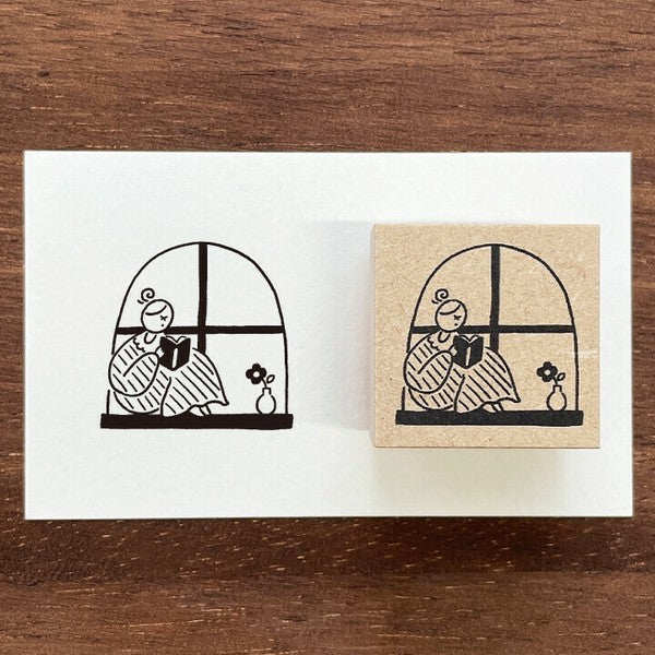 Stamp Marche: Marle Reading Book at Window