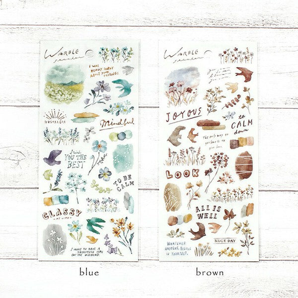 Mind Wave Warble Sticker: Blue Flowers