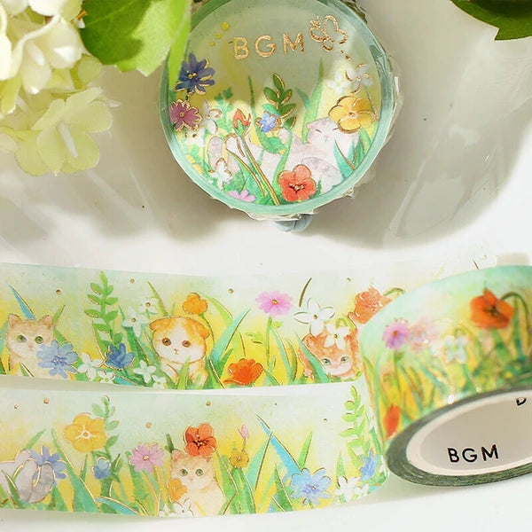 BGM Flowers and Cats Washi Tape: Late Afternoon Kitty