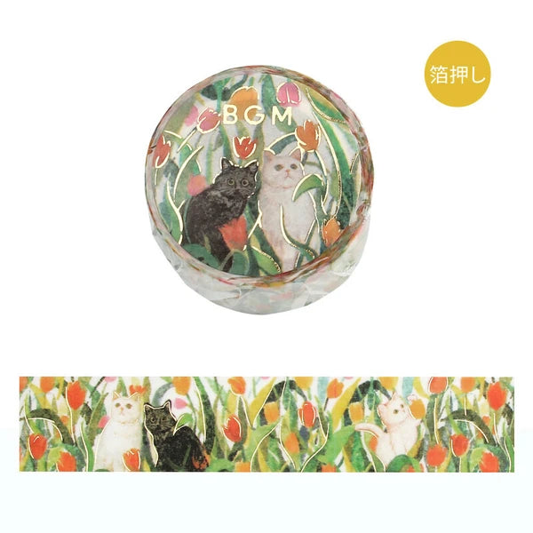 BGM Flowers and Cats Washi Tape: Let's Play Together