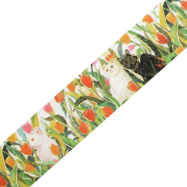 BGM Flowers and Cats Washi Tape: Let's Play Together