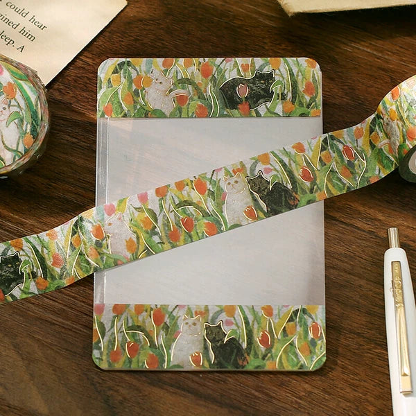 BGM Flowers and Cats Washi Tape: Let's Play Together