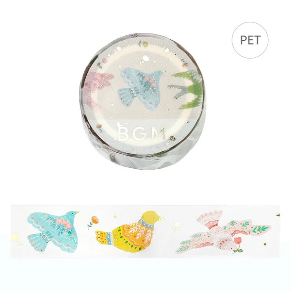 BGM Life Clear Washi Tape: Bird Embroidery