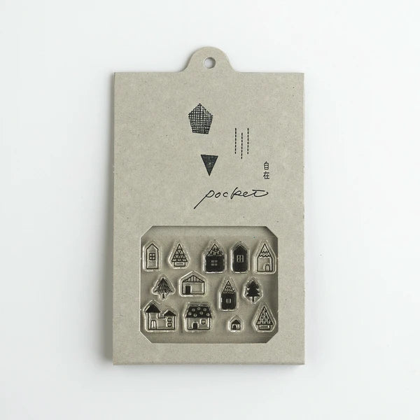 Mizushima JIZAI Clear Pocket Stamp: Houses