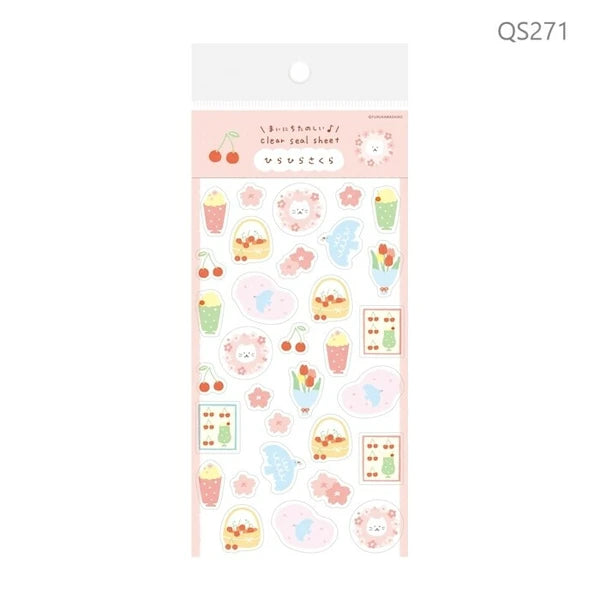 Furukawa Shiko Clear Sticker: Hirahira Sakura
