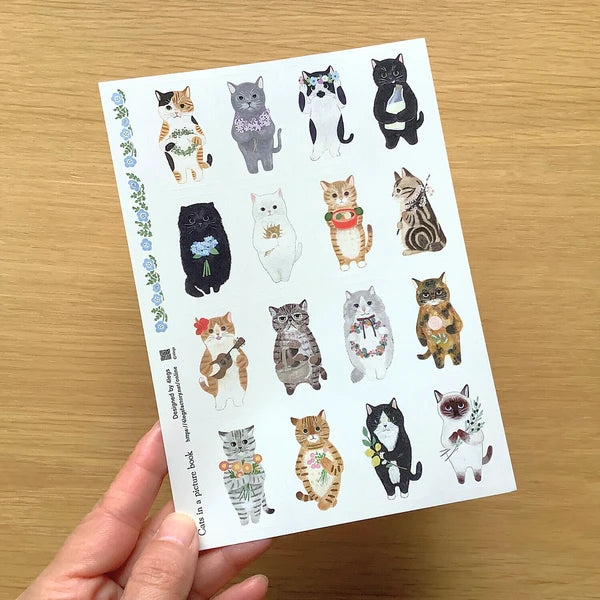 4legs Cat in Picture Book Sticker: Cats (set A)