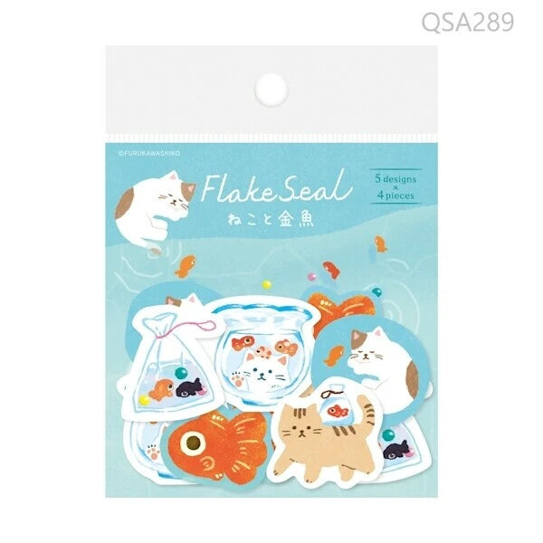 Furukawa Shiko Washi Flake Stickers: Cat and Gold Fish
