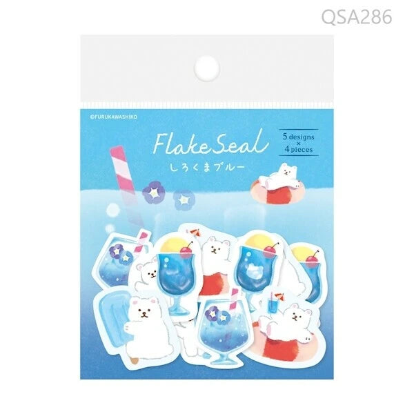 Furukawa Shiko Washi Flake Stickers: Shirokuma Blue