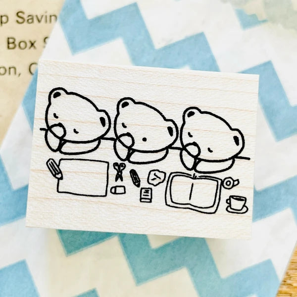 TONIKAKU HOKKAIDO x Ikhanko Stamp: Bears at the Desk