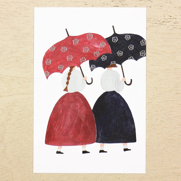 Cozyca x Necktie Foil-Stamped Postcard: Ohana-patterned Umbrella