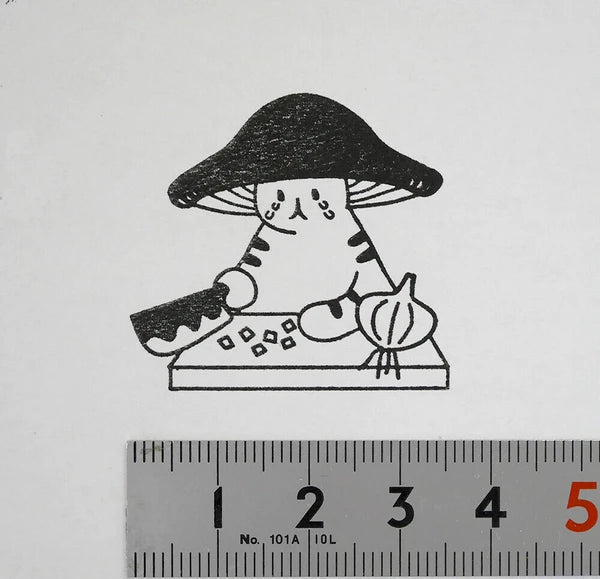 4leg Mushroom Cat Stamp: Crying with Onion