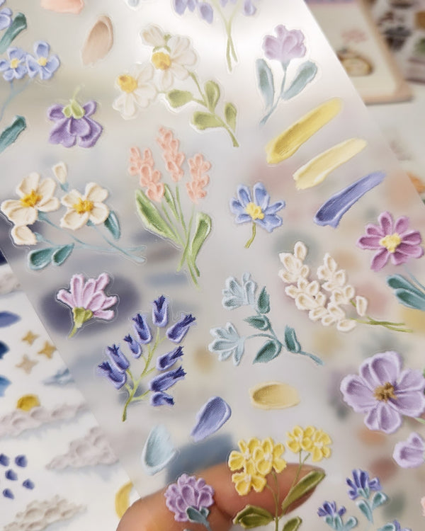 Mind Wave Painting Sticker: Flower Blue