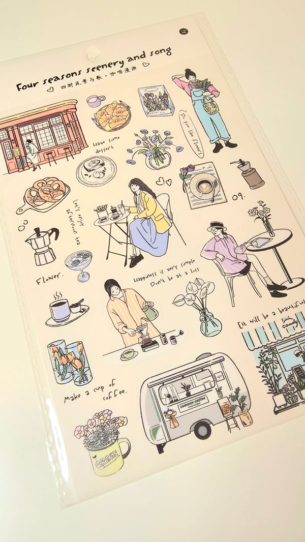 infeelME Four Seasons Seenary and Song PET Sticker: Cafe