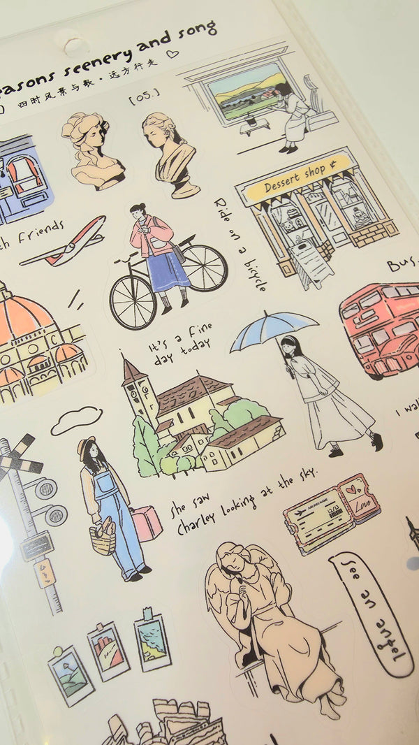 infeelME Four Seasons Seenary and Song PET Sticker: Travel