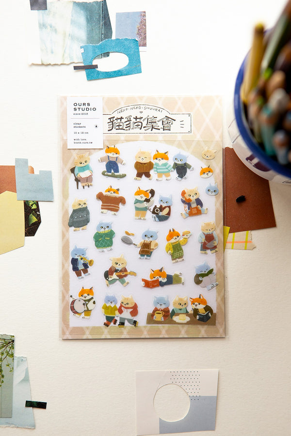 OURS Cats Gathering Sticker