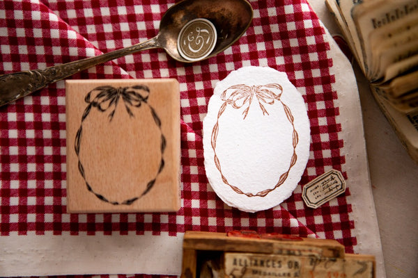 OURS Ovel Ribbon Frame Rubber Stamp