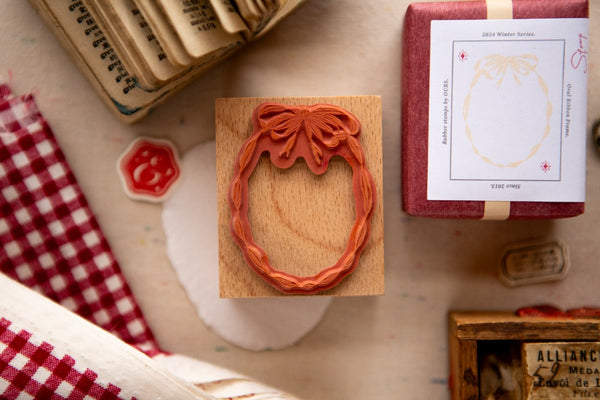 OURS Ovel Ribbon Frame Rubber Stamp